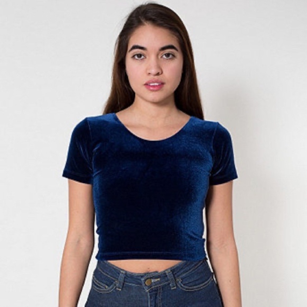 NWT American Apparel Blue velvet AA crop top